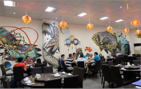 津市海鲜餐厅墙体彩绘